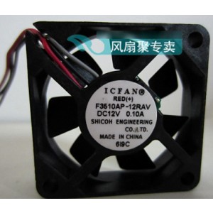 ICFAN F3510AP-12RAV 12V 0.1A 3wires Cooling Fan